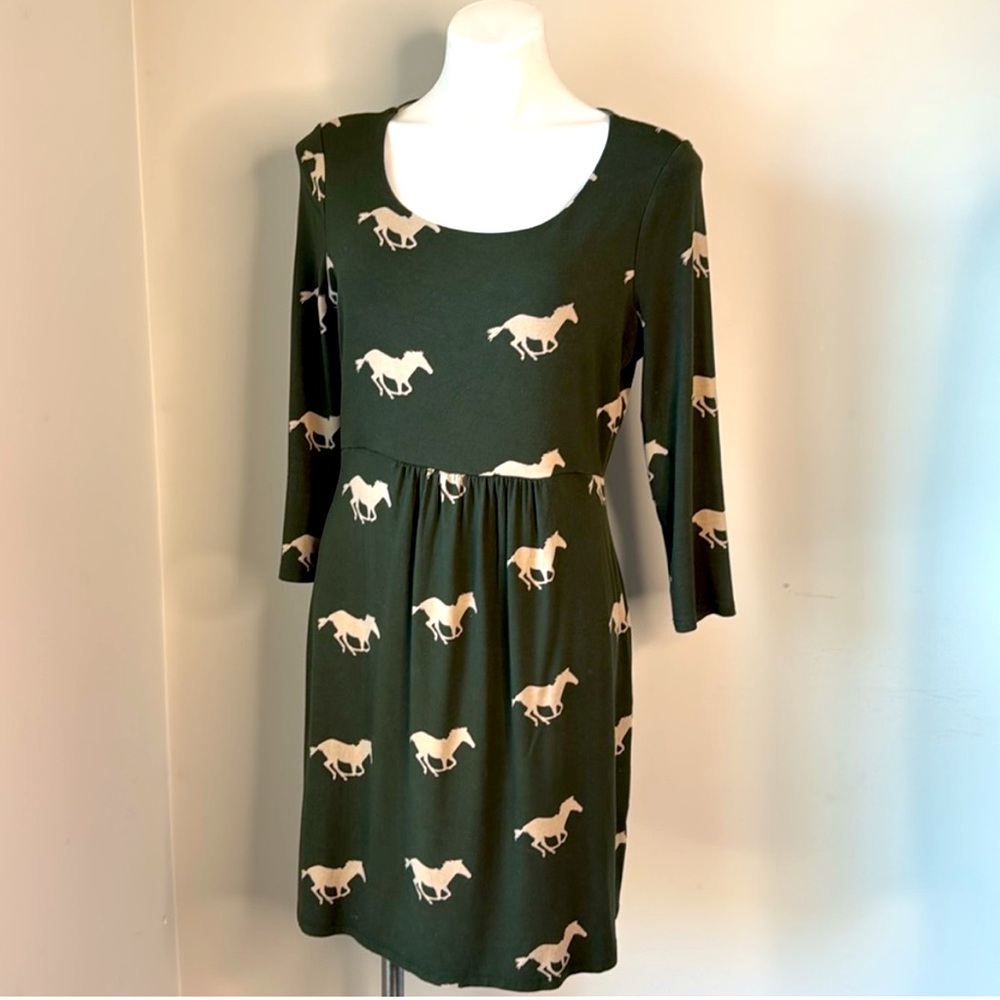 Boden horse print Jersey dress cottagecore